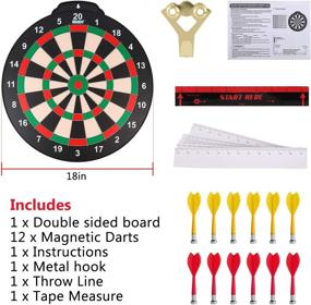 img 3 attached to Esjay Magnetic Dart Board Set - 18 inch, Safe Game for Kids, Best Boys Toys Gift - Indoor Outdoor, Large Double Sided Dartboard with 12 Darts Included