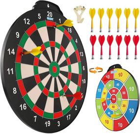 img 4 attached to Esjay Magnetic Dart Board Set - 18 inch, Safe Game for Kids, Best Boys Toys Gift - Indoor Outdoor, Large Double Sided Dartboard with 12 Darts Included