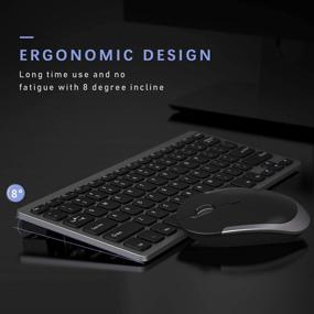 img 1 attached to 💻 Compact Wireless Keyboard and Mouse Combo, 2.4G Slim Silent Small Keyboard and Mouse for Windows, Laptop, PC, Notebook - Black & Gray