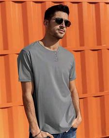 img 3 attached to 👕 Casual Comfort: Togym Short Sleeve Cotton Henley Shirts in Light Grey