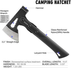 img 2 attached to SULKADA Camping Hatchet - 10.5 Inch Survival Axe with Stainless-Steel Blade and Fiberglass 🪓 Shock Reduction Handle for Wood Chopping, Gardening, Outdoor Survival - Ideal Gift for Dad and Men