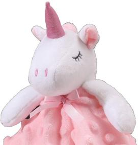 img 1 attached to 🦄 CREVENT Cozy Plush Baby Security Blanket Loveys for Baby Girls, Minky Dot Front + Sherpa Backing with Pink Unicorn Animal Face