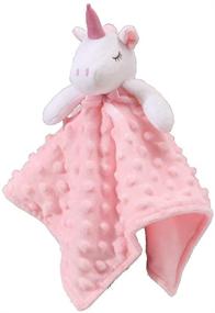 img 4 attached to 🦄 CREVENT Cozy Plush Baby Security Blanket Loveys for Baby Girls, Minky Dot Front + Sherpa Backing with Pink Unicorn Animal Face