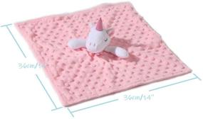 img 3 attached to 🦄 CREVENT Cozy Plush Baby Security Blanket Loveys for Baby Girls, Minky Dot Front + Sherpa Backing with Pink Unicorn Animal Face