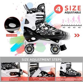 img 3 attached to ✨ Kuxuan Skates Kids Camo Adjustable Roller Skates with Light up Wheels, Exciting Illuminating Roller Blading for Girls and Boys