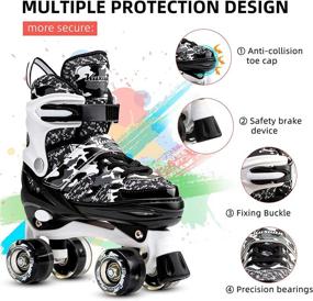 img 2 attached to ✨ Kuxuan Skates Kids Camo Adjustable Roller Skates with Light up Wheels, Exciting Illuminating Roller Blading for Girls and Boys