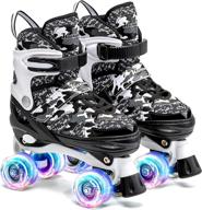 ✨ kuxuan skates kids camo adjustable roller skates with light up wheels, exciting illuminating roller blading for girls and boys logo