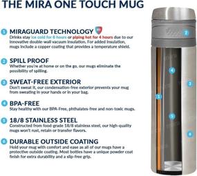 img 1 attached to ☕ MIRA 16 oz Stainless Steel Insulated Coffee Travel Mug - Leakproof One Touch Lid Tumbler - Vacuum Insulated Coffee Thermos Cup - Keeps Hot or Cold - White