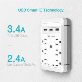 img 2 attached to VICOUP Multi Outlet Extender: Surge Protector with 3 USB Ports for Home and Office - Essential USB Outlet Adapter Splitter
