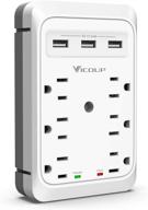 vicoup multi outlet extender: surge protector with 3 usb ports for home and office - essential usb outlet adapter splitter logo