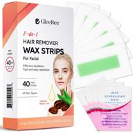 🧖 gleebee facial wax strips for women - 40 count hair removal waxing strips for upper lip, cheek, chin, and brow with bonus 4 calming oil wipes logo