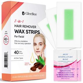 img 3 attached to 🧖 Gleebee Facial Wax Strips for Women - 40 Count Hair Removal Waxing Strips for Upper Lip, Cheek, Chin, and Brow with Bonus 4 Calming Oil Wipes