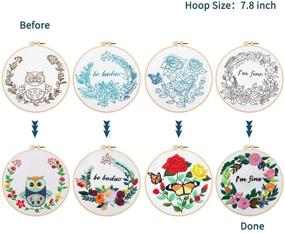 img 2 attached to 🧵 Nuberlic 4 Pack Embroidery Kit Cross Stitch Kits for Adults Handmade Crafts - Includes 4 Embroidery Cloth with Patterns, 4 Embroidery Hoops, Assorted Color Threads, and Needles