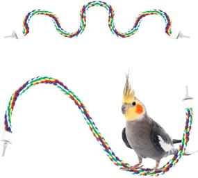 img 4 attached to 🦜 Zodaca Colorful Bird Rope Perch: A Fun and Durable Toy for Parrots - 2 Pack of 35 Inch Perches for Playing, Chewing, and Preening