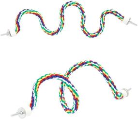 img 1 attached to 🦜 Zodaca Colorful Bird Rope Perch: A Fun and Durable Toy for Parrots - 2 Pack of 35 Inch Perches for Playing, Chewing, and Preening