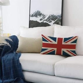 img 3 attached to British Vintage Style Union Jack Flag Lumbar Pillow Cover - UOOPOO Cotton Linen Fabric, Kidney Pillowcase (12 x 20 Inches)