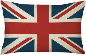 img 4 attached to British Vintage Style Union Jack Flag Lumbar Pillow Cover - UOOPOO Cotton Linen Fabric, Kidney Pillowcase (12 x 20 Inches)