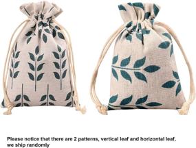 img 3 attached to Set of 12 Meta-U Burlap Bags with Drawstring - Versatile Storage, Sachets, and Gift Pouches for Parties and Weddings - Leaf Design, 17×23cm (6.8×9.2 inch)