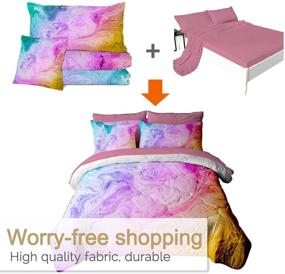 img 1 attached to 🌈 BlessLiving 8-Piece Colorful Tie Dye Marble Comforter Set: Pink Bedding Bundle for Women and Girls – Queen Size Bed in A Bag – Includes Comforter, Shams, Sheets, Pillowcases, and Cushion Cover