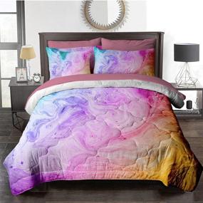 img 4 attached to 🌈 BlessLiving 8-Piece Colorful Tie Dye Marble Comforter Set: Pink Bedding Bundle for Women and Girls – Queen Size Bed in A Bag – Includes Comforter, Shams, Sheets, Pillowcases, and Cushion Cover