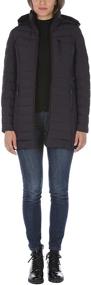 img 4 attached to Nautica Women's 3/4 Midweight Stretch Puffer Jacket with Hood: Ultimate Winter Style and Comfort