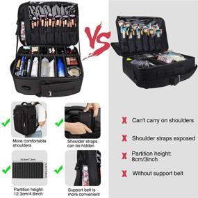 img 3 attached to 🎒 Relavel Makeup Backpack: Extra Large Travel Train Case for Women - Professional Cosmetic Organizer with Brush Storage, Adjustable Dividers, Perfect Makeup Artist Kit