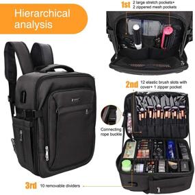 img 1 attached to 🎒 Relavel Makeup Backpack: Extra Large Travel Train Case for Women - Professional Cosmetic Organizer with Brush Storage, Adjustable Dividers, Perfect Makeup Artist Kit