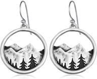 🏔️ slsf handcrafted bohemian vintage silver mountain dangle drop earrings with tree, lightweight and unique retro snow mountain hook earrings for women, girls - perfect statement jewelry gift for outdoor enthusiasts logo