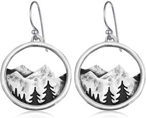 img 4 attached to 🏔️ SLSF Handcrafted Bohemian Vintage Silver Mountain Dangle Drop Earrings with Tree, Lightweight and Unique Retro Snow Mountain Hook Earrings for Women, Girls - Perfect Statement Jewelry Gift for Outdoor Enthusiasts