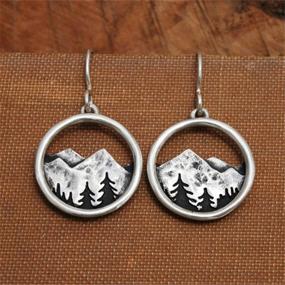 img 3 attached to 🏔️ SLSF Handcrafted Bohemian Vintage Silver Mountain Dangle Drop Earrings with Tree, Lightweight and Unique Retro Snow Mountain Hook Earrings for Women, Girls - Perfect Statement Jewelry Gift for Outdoor Enthusiasts