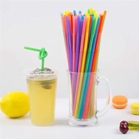 img 1 attached to 🌈 Vibrant 300 Pcs Colorful Flexible Plastic Straws - BPA-Free, Bendy, Disposable - 10.2" Long, 0.23" Diameter