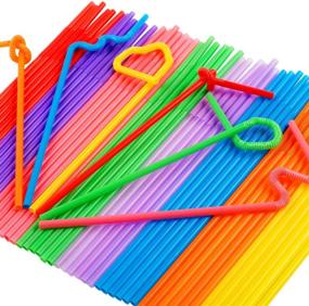 img 3 attached to 🌈 Vibrant 300 Pcs Colorful Flexible Plastic Straws - BPA-Free, Bendy, Disposable - 10.2" Long, 0.23" Diameter