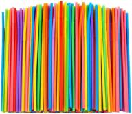 🌈 vibrant 300 pcs colorful flexible plastic straws - bpa-free, bendy, disposable - 10.2" long, 0.23" diameter logo