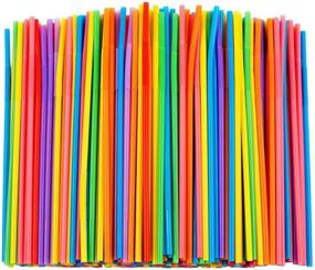 img 4 attached to 🌈 Vibrant 300 Pcs Colorful Flexible Plastic Straws - BPA-Free, Bendy, Disposable - 10.2" Long, 0.23" Diameter