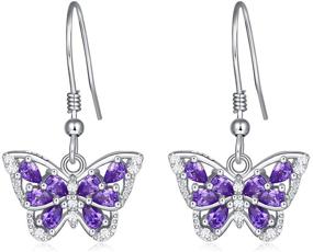 img 4 attached to 925 Sterling Silver Butterfly Earrings with Birthstone - Perfect Gifts for Women and Girls