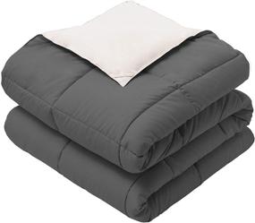 img 1 attached to 🛏️ Royal Hotel Soft and Plush Down Alternative Comforter - Reversible Twin XL Size - Hypoallergenic Hotel Plush Down-Alternative - Ivory Cream and Charcoal Colors