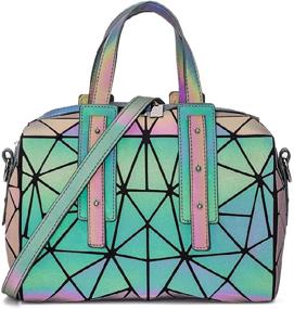 img 4 attached to Enchanting Geometric Luminous Purses: Holographic Lumikay Bag, Color Change & Irredescent Tote