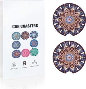 img 4 attached to 🌸 Mandala Ceramic Coasters: Absorbent Holder for Food Service Equipment & Supplies