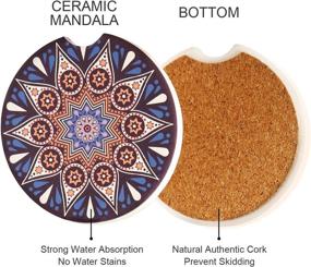 img 2 attached to 🌸 Mandala Ceramic Coasters: Absorbent Holder for Food Service Equipment & Supplies