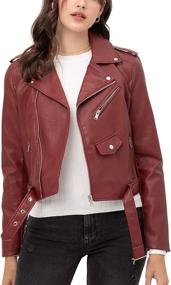 img 4 attached to Womens Faux Leather Moto Jacket Women's Clothing for Coats, Jackets & Vests