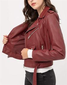 img 3 attached to Womens Faux Leather Moto Jacket Women's Clothing for Coats, Jackets & Vests