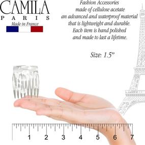 img 2 attached to 🎀 Handmade 2 Pack Camila Paris CP3010 French Hair Side Combs - Small Pearl Combs for Women, Flexible & Durable Cellulose Hair Accessories, Strong Hold Clips for Styling Girls Hair - No Slip, Made in France