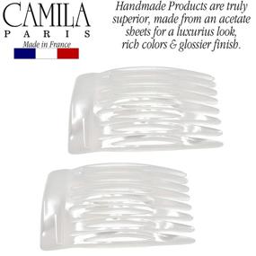 img 3 attached to 🎀 Handmade 2 Pack Camila Paris CP3010 French Hair Side Combs - Small Pearl Combs for Women, Flexible & Durable Cellulose Hair Accessories, Strong Hold Clips for Styling Girls Hair - No Slip, Made in France