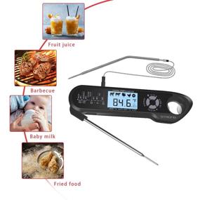 img 1 attached to 🌡️ 2-in-1 Digital Food Thermometer with Foldable Probe for Grilling, Cooking, Frying, and Roasting Turkey - Oven-Safe Wired Probe, Backlight, and Magnetic Sticker Included