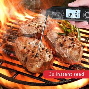 img 2 attached to 🌡️ 2-in-1 Digital Food Thermometer with Foldable Probe for Grilling, Cooking, Frying, and Roasting Turkey - Oven-Safe Wired Probe, Backlight, and Magnetic Sticker Included