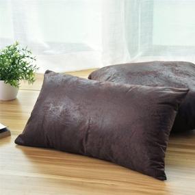 img 3 attached to WFLOSUNVE Leather Pillow Decorative Cushion