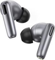 🎧 baseus wireless earbuds hybrid active noise cancelling - 6 mic anc headphones, ip55 waterproof, immersive sound, deep bass, built-in mic, tws stereo earphones (grey) logo