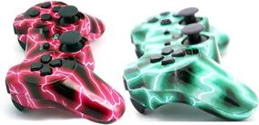 img 2 attached to 🎮 Pair of Wireless Gamepads for Playstation 3 - Remote Game Controllers for PS3 with USB Charging Cable (Green + Red)