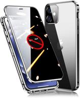 📱 [enhanced] kumwum anti peep case for iphone 12 mini - black, magnetic cover, 360° double-sided tempered glass, aluminum bumper, camera lens protector logo
