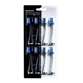 img 4 attached to AquaSonic Duo Replacement Brush Heads (8-Pack) 💦 - 4 White &amp; 4 Black DuPont Bristle Heads
